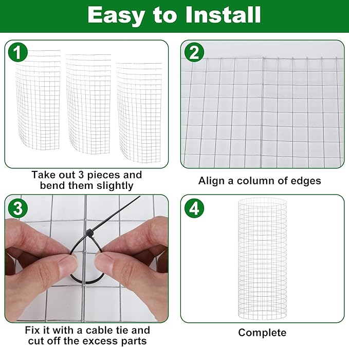 Plant Protector Cages 12 Pack, Galvanized Steel, 12 x 24 in with Stakes
