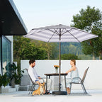 JEAREY 7.5FT Patio Umbrella Outdoor Market Umbrella with 6 Sturdy Ribs, Push Button Tilt/Crank Table Umbrella for Garden, Deck, Backyard and Pool, Black & White Stripe