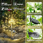 Anordsem Solar Lights Outdoor Decorative: Bendable Copper Wire with 120 LED Firework Beads - Waterproof 2 Warm Lighting Modes Yard Garden Patio - Christmas Gifts for Homeowner Over 30