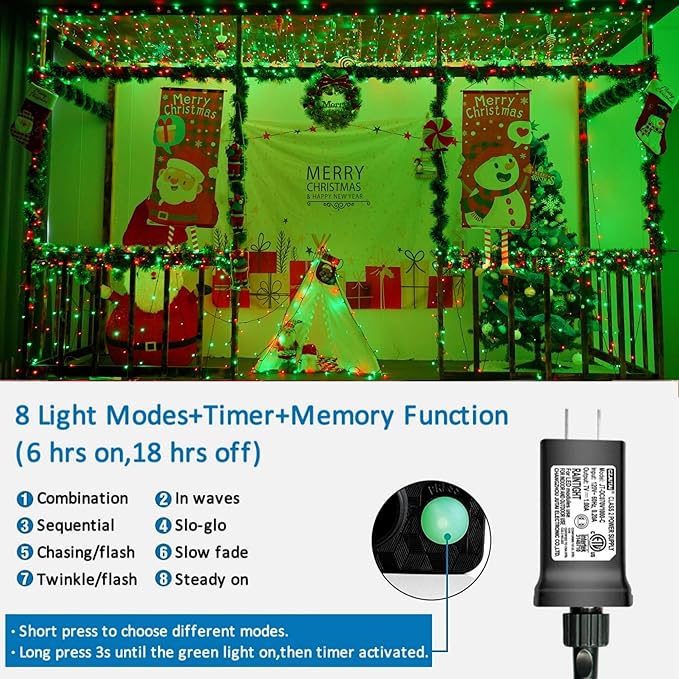 String Lights 165ft 500 LED Red Waterproof Outdoor