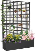 Metal Planter Box with Trellis 47" L x 16" W x 72" H, Raised Garden Bed with Privacy Screen, Privacy Planters for Climbing Plants, Flowers, Vegetables, Fruits
