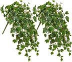 Hollyone 2pcs Artificial Hanging Plants 24" Fake Ivy Vine Faux Ivy Leaves Hanging Plant Greenery for Wall House Room Patio Indoor Outdoor Home Shelf Office Wedding Decor, UV Resistant