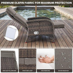 Belord 7 Piece Wicker Patio Furniture Set - 4 Adjustable Outdoor Recliner Chairs with 3 Side Table Patio Conversation Set,155° Lay Flat Chaise Lounge Chair Outdoor for Pool Deck Brown