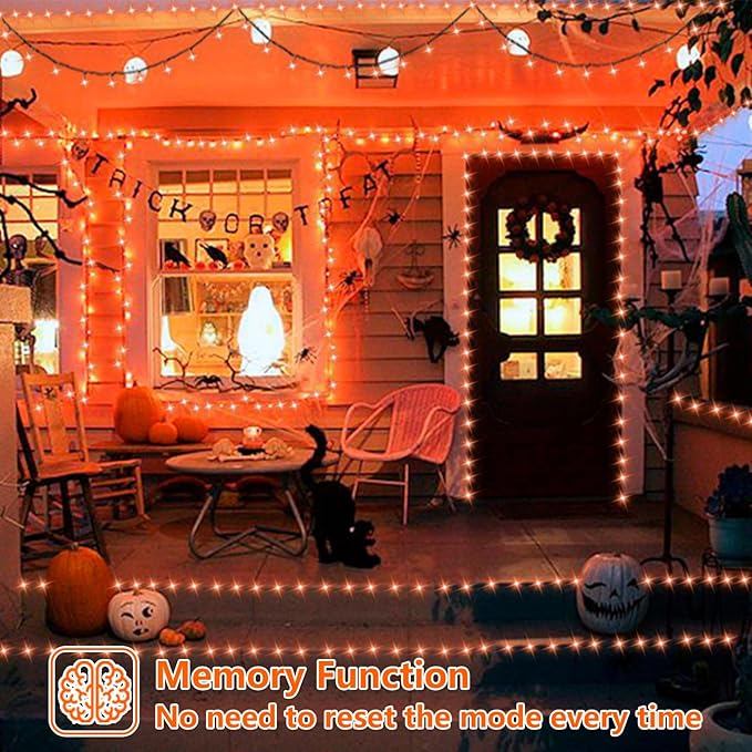 String Lights 165ft 500 LED Orange with 8 Modes and Timer