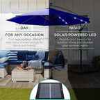 Best Choice Products 10ft Solar LED Offset Cantilever Hanging Market Patio Umbrella, 8 Sturdy Ribs, Easy Adjustment - Resort Blue