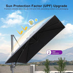 PURPLE LEAF 10 FT Outdoor Umbrella with Base Patio Cantilever Aluminum Umbrella with 3 Years Fade Resistance Recycled Fabric Offset Square with 360-degree Rotation for Deck Pool Garden, Graphite Grey