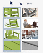 KINGYES Outdoor Rocking Chair Set of 2, High Density Polyethylene Patio Rocking Chairs with 330lbs Support for Adults, Pistachio Green