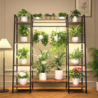 Plant Stand Indoor with Grow Lights, 6 Tiered Metal Plant Shelf, 55" Large Plant Stand for Indoor Plants Multiple, Corner Plant Holder Display Shelf, Tall Plant Rack for Living Room, Patio