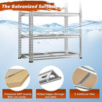 REIBII Garage Shelving, 5 Tier Storage Shelves Load 2400LBS, Adjustable Garage Shelving Heavy Duty, Metal Shelves Unit with Waterproof Columns, 35.5" W x 11.9" D x 72" H, Galvanized, 2 Pack