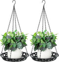 Enhon 2 Pack Plant Hanger, 12 Inch Metal Hanging Planter for Indoor Outdoor Plants, Classy Glossy Black Decorative Hanging Plant Shelf for Window Wall Ceiling Home Decor