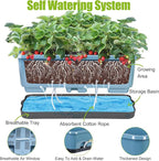 Window Box Planter 6 Pcs, 17 Inches Rectangle Flower Pots with Drainage Holes and Trays, Vegetable Planters for Windowsill Patio Garden Balcony Home Indoor Outdoor (Blue, 18 * 10 * 6 inch)