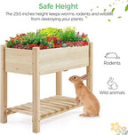 Yaheetech 34x18x30in Horticulture Raised Garden Bed 2pcs Planter Box with Legs & Storage Shelf Wooden Elevated Vegetable Growing Bed for Flower/Herb/Patio/Balcony, Natural Wood