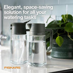 Fiskars 2-in-1 Mist & Pour Watering Carafe, Glass Plant Mister with Thumb Pump Sprayer, Precision Spout for Indoor Gardening, 17 oz Capacity, Modern Décor Style, Clear