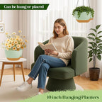 2 Pack 10 Inch Self Watering Hanging Planters for Indoor Plants, Large Green Brown Plastic Hanging Pots with Chains for Outdoor Patio Garden Home Decor (Green Brown)
