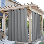 NICETOWN 2 Panels Outdoor Curtains for Patio Waterproof & Windproof, Grommet & Back Tab on Top & Bottom Weighted Drapes Keep Sun/Rain Out with Bouns Rope for Deck, Light Grey, W84 x L95