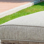 Outdoor Cushioned Ottoman Wicker Patio Furniture Ottoman with Grey Cushion Metal Steel Frame