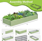 2PCS 8x2x1FT Galvanized Raised Garden Bed, Galvanized Planter Raised Garden Boxes Outdoor, Large Metal Raised Garden Beds for Vegetables-Green