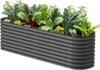 Vego garden 26" Extra Tall Raised Garden Bed Kits, 9 in 1 Modular Raised Planter Box for Vegetables Flowers Fruits Oval Metal Raised Garden-Modern Gray