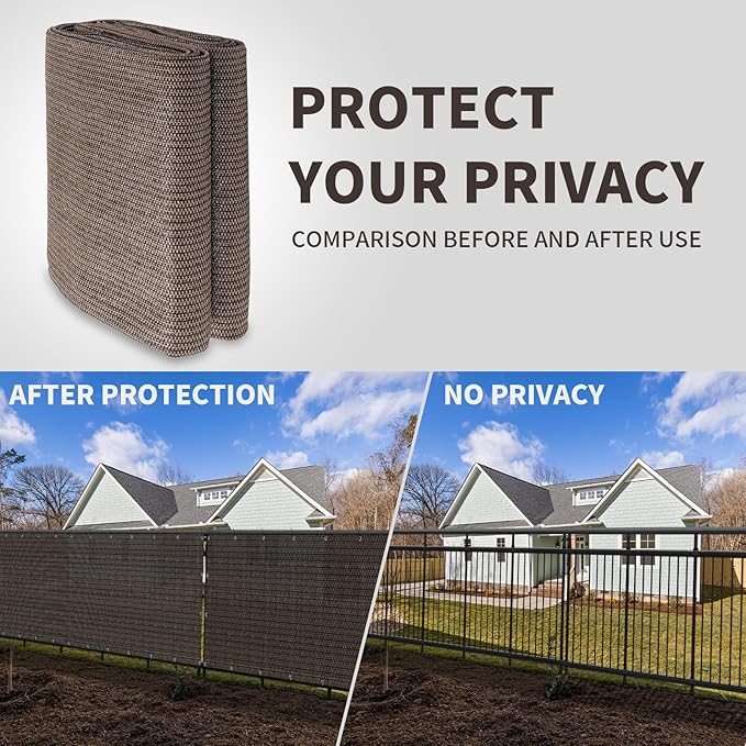 LOVE STORY Custom Size 2'6''x27' Brown Balcony Privacy Screen,UV Block Privacy Fence Screen,90% Shield for Outdoor Pool Garden Apartment Railing