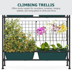 OYEAL Raised Garden Bed with Legs & & Trellis 32" Tall Vertical Herb Garden Planter Indoor Outdoor Elevated Flower Beds for Gardening, Vegetables, Herbs, Patio, Balcony, Backyard, Green