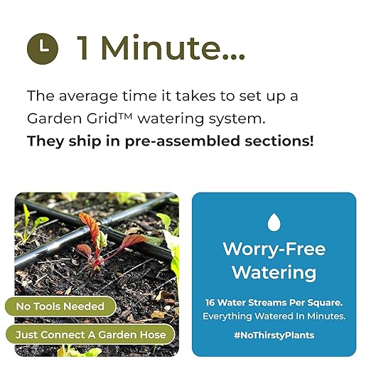 Garden Grid Watering System | Square Foot Gardening Grid & Irrigation in One | Pre-Assembled Watering Grid and Square Foot Garden Style Planting Template | USA-Made Quality | Size: 4x6 – Dims: 44"x66"