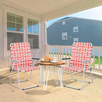 VINGLI Patio Lawn Webbed Folding Chairs Outdoor Beach Portable Camping Chair for Yard, Garden (2, Red, Oversized)