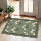 Outdoor Rugs Floral Door Mat in Sage Green, 2 x 3 Feet, Non-Slip