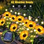 6 Pack Sunflower with Firefly Lights,Solar Lights Outdoor Garden Decor,Solar Flowers Lights Waterproof,Sunflowers Birthday Gifts for Mom Women,Decorative Stakes Fairy Lights for Yard Patio Lawn
