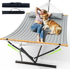 Double Hammock with Stand for Outdoor, Heavy Duty Portable Hammock with by ANAGOO