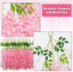 Artificial Wisteria Vines, 108 Pink Hanging Flowers, 3.6 Ft Length