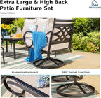 MFSTUDIO 7 Seats Large Metal Patio Conversation Sets, 6 Pieces Outdoor Furniture Sofa with 4 Swivel Chairs, 1 Sofa(3-seat) and Table for Outside Balcony Backyard Poolside