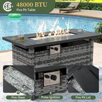 Aoxun 12 Piece Patio Furniture Set with 44” Fire Pit Table Wicker Rattan Outdoor Sectional Sofa Set with Coffee Table and Thickened Cushions, Grey/Black (Waterproof Cover Included)
