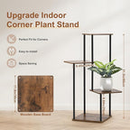 4 Tier Plant Stand Indoor Outdoor, Wood Metal Corner Shelf, Multiple Flower Pot Rack Holder Shelves, Planter Shelf Display Storage Organizer for Patio Living Room Balcony (Black)