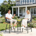 Patio Swivel Bar Stools Set of 6, Outdoor Bar Height Swivel Chairs with Cushions for Garden Balcony Backyard, Grey