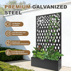Metal Raised Garden Bed with Trellis & Privacy Screen, 71"x40"x11.8" Galvanized Freestanding Planter Box for Patio Balcony, Modern Planter with Drainage for Climbing Plants, Flowers & Vegetable