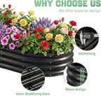 AHEONLAR 3 Pack 6×3×1ft Galvanized Raised Garden Beds, Oval Durable Planter Boxes Outdoor for Vegetables, Fruits, Flowers and Plants, Quick Assembly, Black