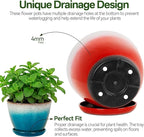 Worth Garden Plastic Round 8" Plant Pots - Set of 6 Multicolor Small Gloss Flower Pot Planters with Drainage Hole and Saucer - Home Decorative Christmas Containers