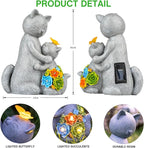 Solar Garden Statues Loving Cat Figurine Lights for Outside, Yard Decorations Outdoor, Garden Decor Unique Mothers Day Birthday Housewarming Gifts for Mom, Women, Lover