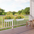 Railing Planters Outdoor Balcony 16 Inch Deck Over The Railing Planter Boxes Hanging Planters for Fence Flower 5 Pcs (White)