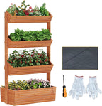Vertical Wooden Raised Garden Bed Planters Wood Planter Kit Plant Stand Flower Rack Planter Box Gardening for Plants Herbs Flowers Vegetables Outdoor Indoor Freestanding (Orange 4-Tier)