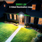 intelamp Solar Flood Lights Outdoor Waterproof, 20000mAh 2000LM Floodlight Exterior with Remote 16.4 FT Cable, 2-12H Timer Dusk to Dawn Security Spots Lighting Outside for Garden Pathway
