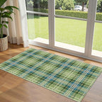 Outdoor Rug Plaid Door Mat, Sage Green Textured, 2 x 4.3 Ft