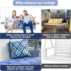 3-Seat Metal Porch Swing 900 LBS Heavy Duty Hanging Bench with Upgraded Tray & Cushions Rust-Resistant Finish Swing Chair with 8.9FT Chains for Patio Lawn Garden