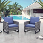 Belord Outdoor Wicker Chair Patio Chairs Set of 4, All Weather Rattan Club Chairs 4 Piece Furniture Set with Leveling Feet Water-Resistant Cushion Anti-Rust Frame