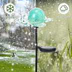 Afirst Decorative Solar Lights Outdoor Solar Turtle Stake Lights Hand Blown Glass Decorative Garden Pathway Light Outdoor Waterproof Glass Stakes Green