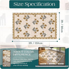 Outdoor Rug 3x5 Beige Floral Entry Mat, Washable Polyester