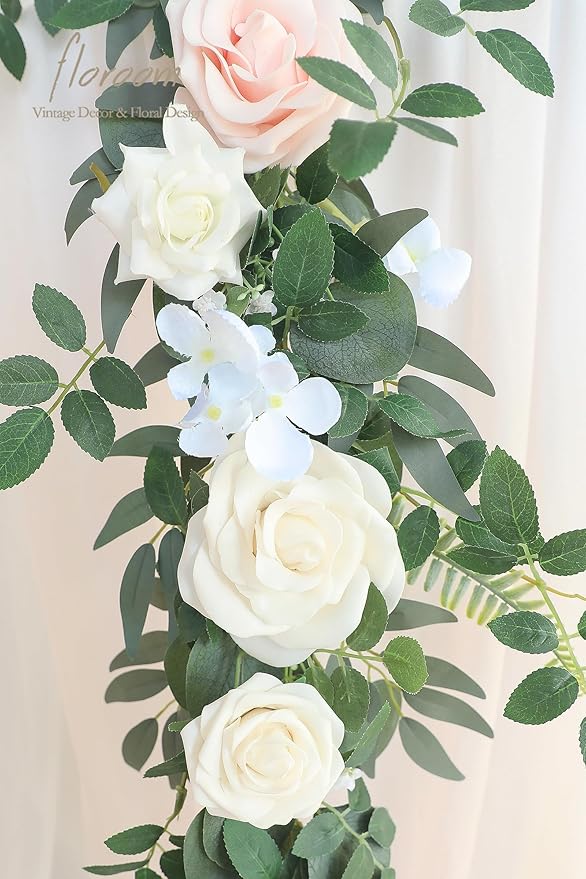 Artificial Eucalyptus Flower Garland, 6ft Blush and Powder Blue