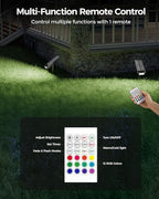 RGB Christmas Solar Spot Lights Outdoor, 12 RGB Color Modes Landscape Light Waterproof IP67 with Remote Control, 2-in-1 Color Changing RGB/Cool/Warm White for Yard Garden Christmas 4 Pack