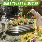 Galvanized Raised Garden Bed Kit, Planter Garden Boxes Outdoor, Oval Large Metal for Vegetables Fruits, Flowers Planter Boxes, Easy Assembly Garden Bed Kit 4x2x1 FT (2-Pack)