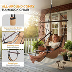 ONCLOUD Upgraded Unique Hammock Hanging Sky Chair, Air Deluxe Swing Seat with Rope (Tan)